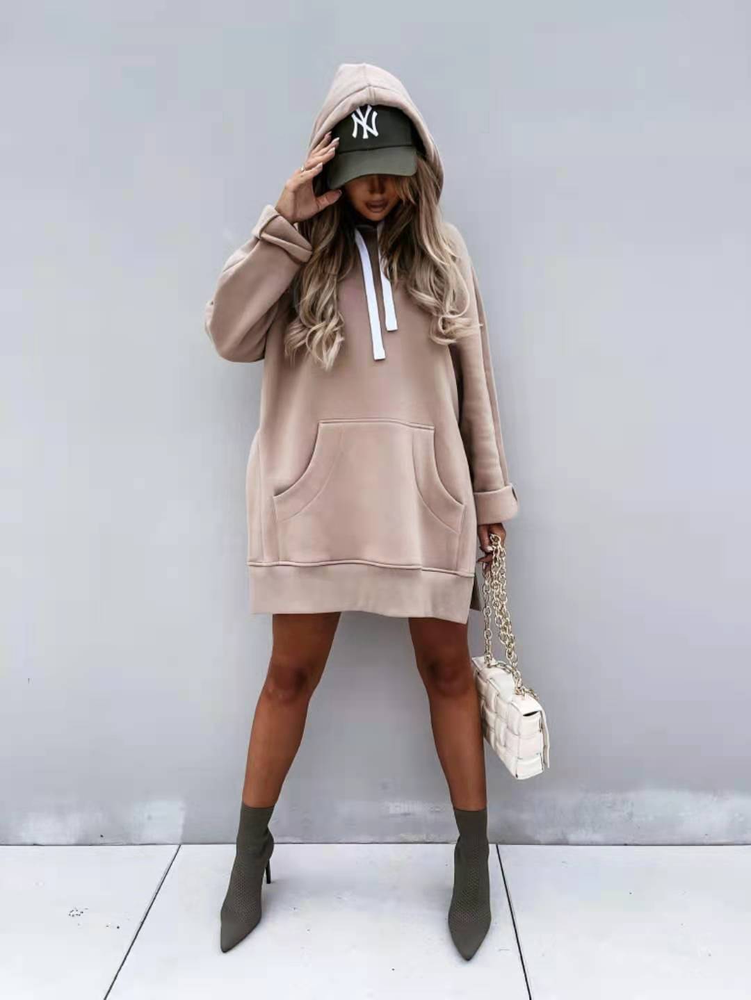 Mid-Length Hooded Sweater