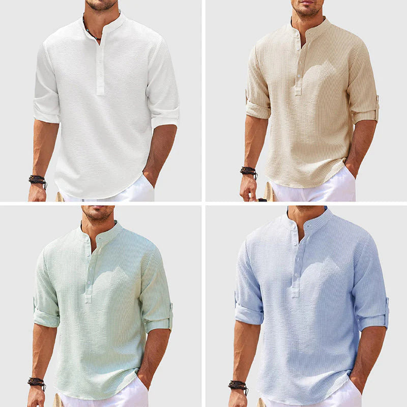 Long Sleeve Stand Collar Casual Shirt