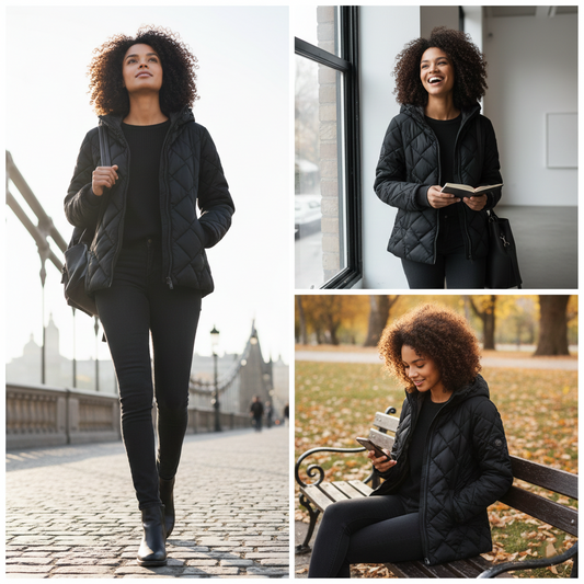 Γυναικείο Ελαφρύ Ζεστό Κοντό Μπουφάν με Κουκούλα