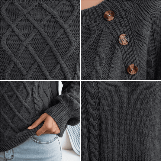 Πλεκτή Μπλούζα Winter Cozy με Κουμπιά
