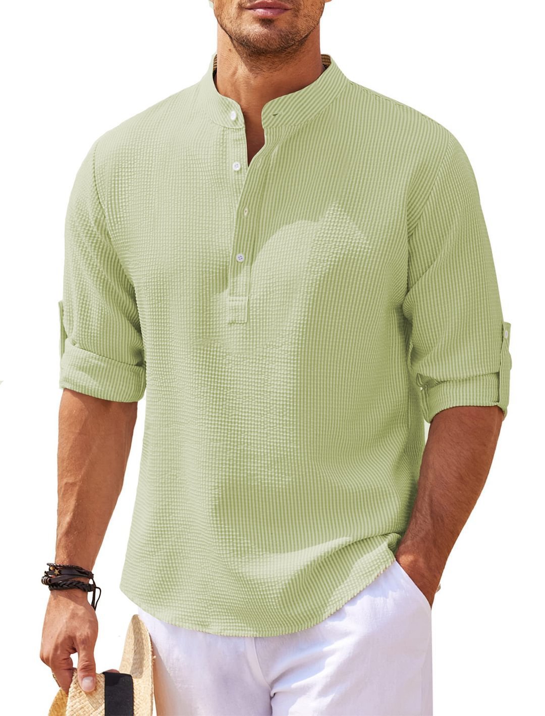 Long Sleeve Stand Collar Casual Shirt