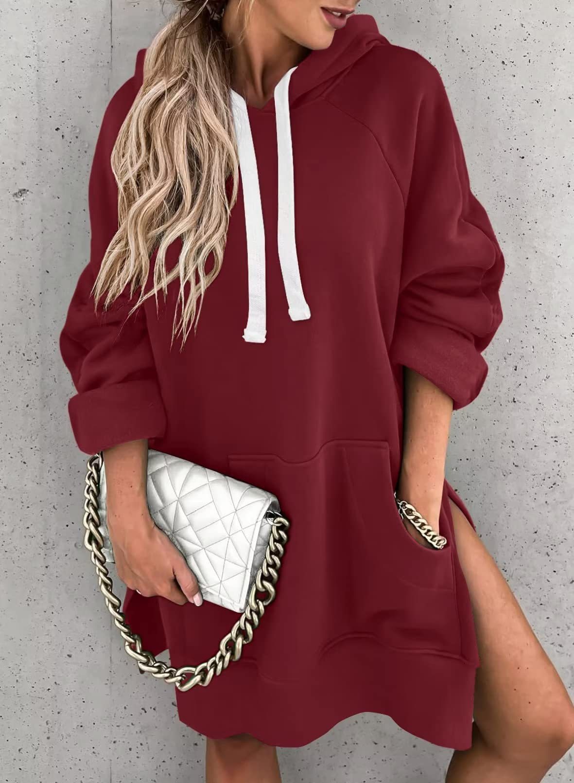 Mid-Length Hooded Sweater