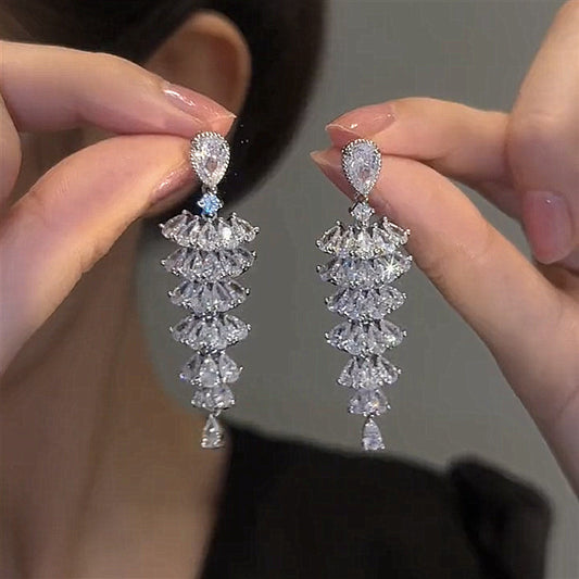 CLIO | LONG CASCADE EARRINGS WITH CZ