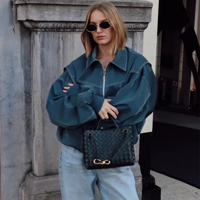 Sleek Zip-Up Leather Jacket