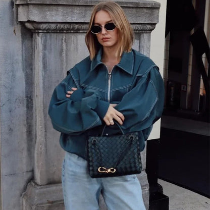 Sleek Zip-Up Leather Jacket
