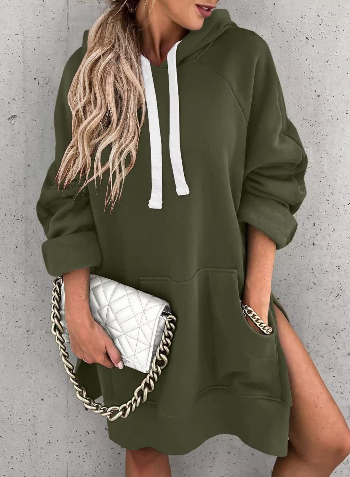 Mid-Length Hooded Sweater