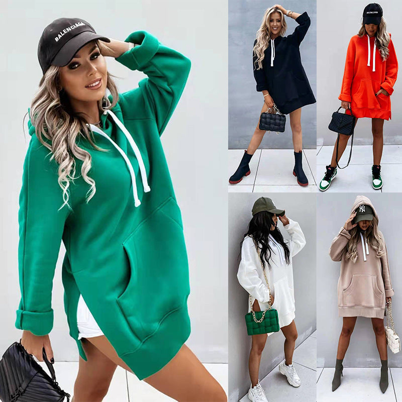 Mid-Length Hooded Sweater