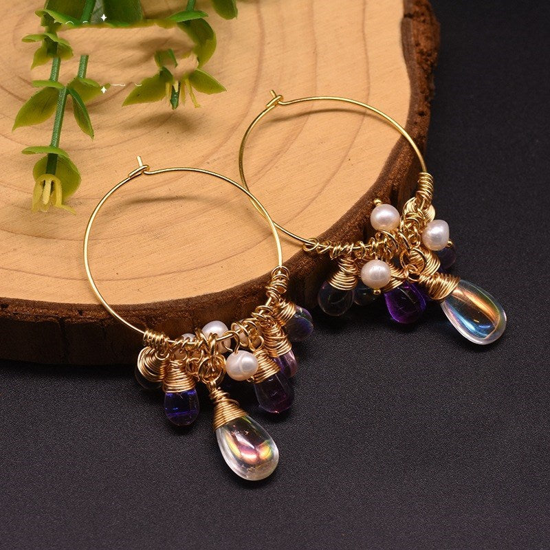 ZYRA | PEARL & TEARDROP HOOP EARRINGS – AURA