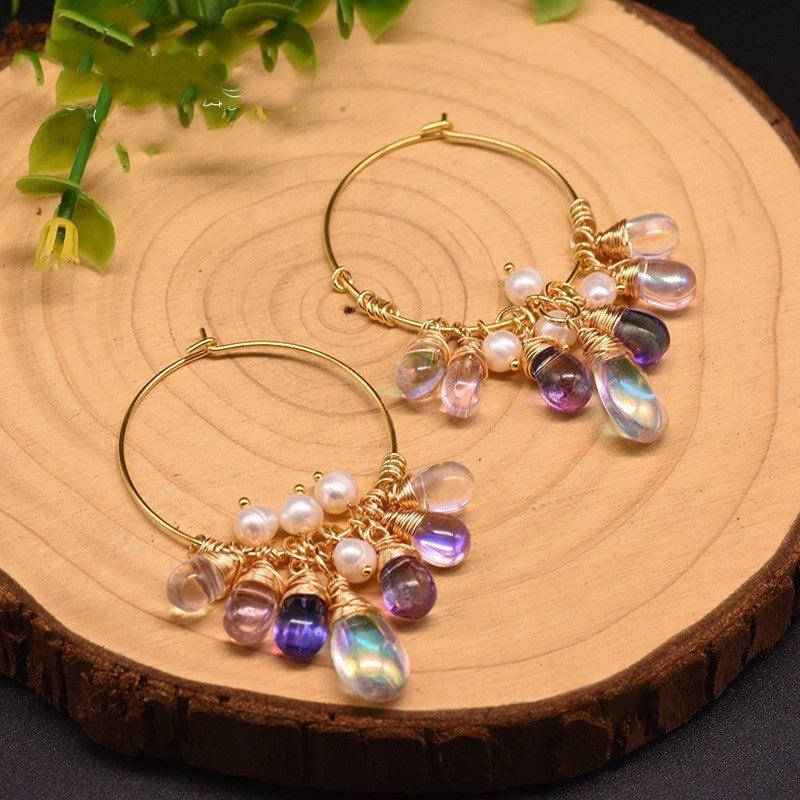 ZYRA | PEARL & TEARDROP HOOP EARRINGS – AURA