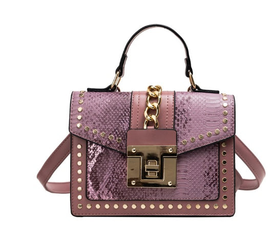 DAPHNE | SADDLE BOX BAG – SNAKE & STUDS