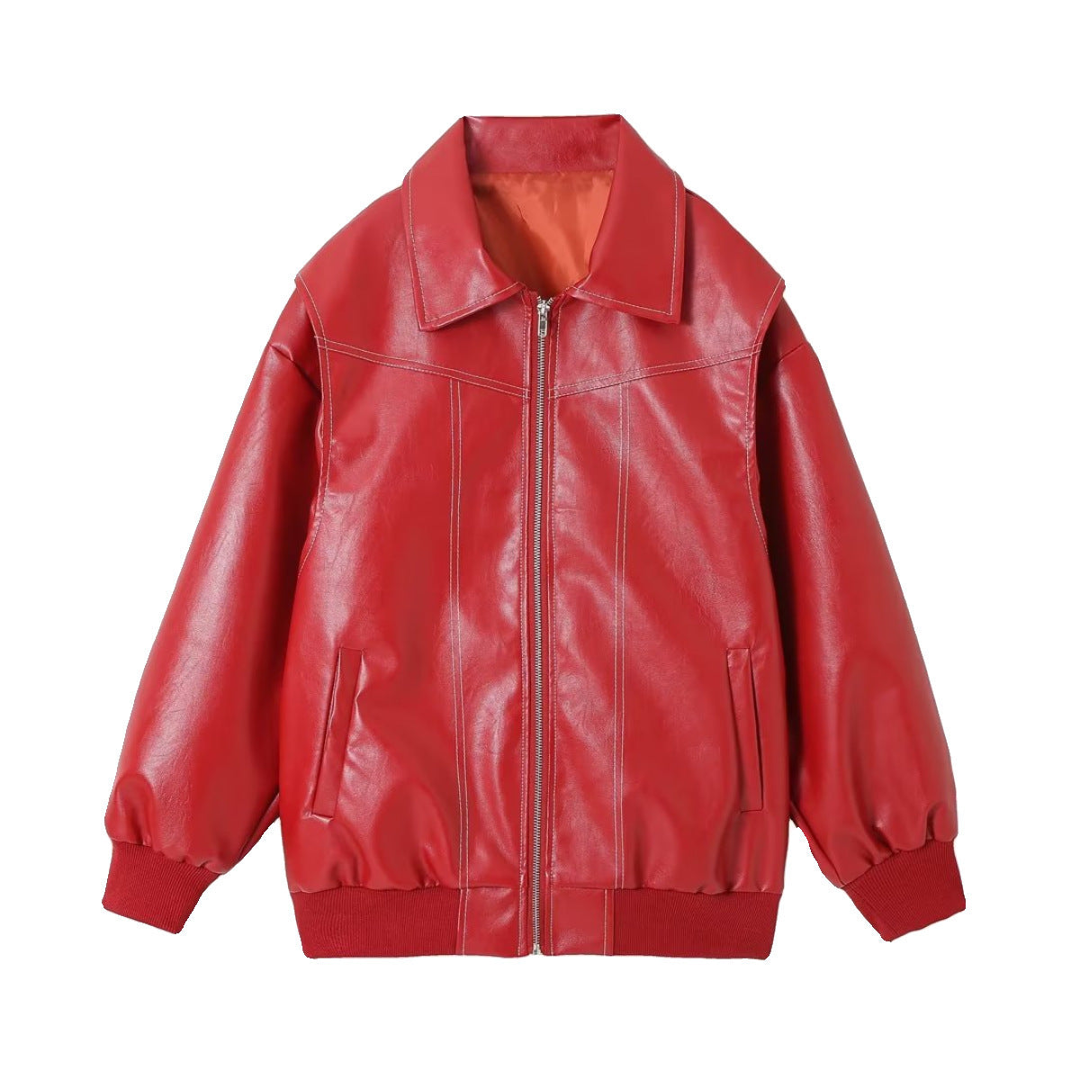 Sleek Zip-Up Leather Jacket