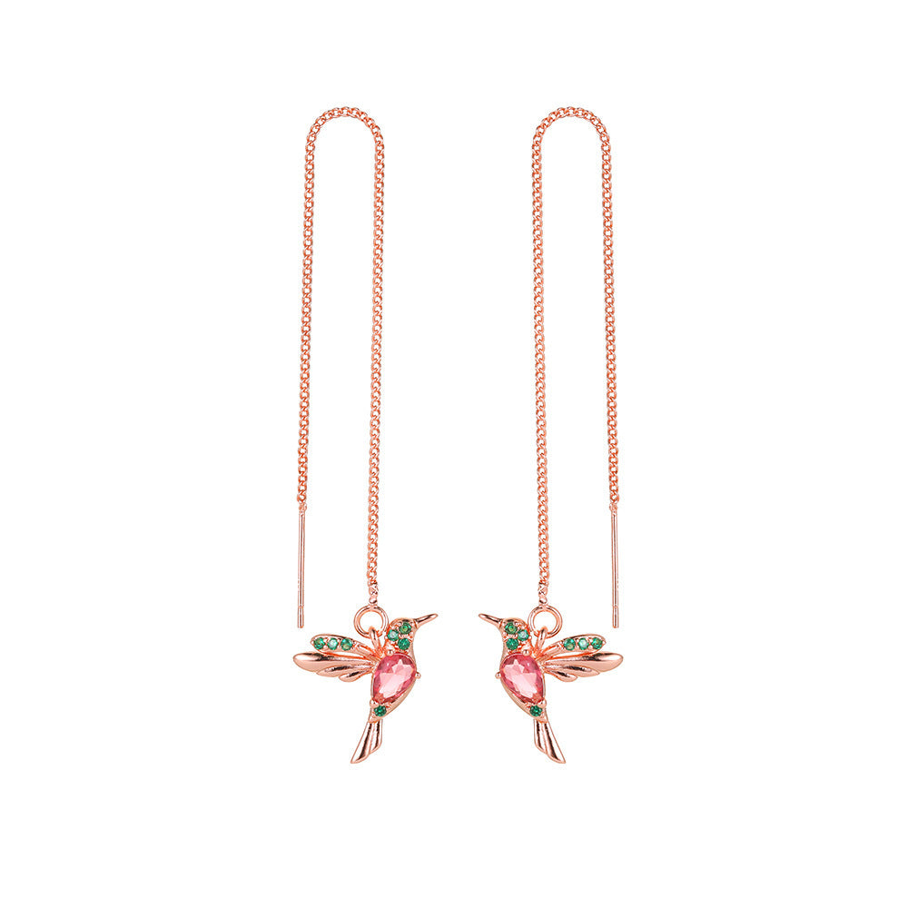 PSYCHE | GOLD HANGING HUMMINGBIRD EARRINGS