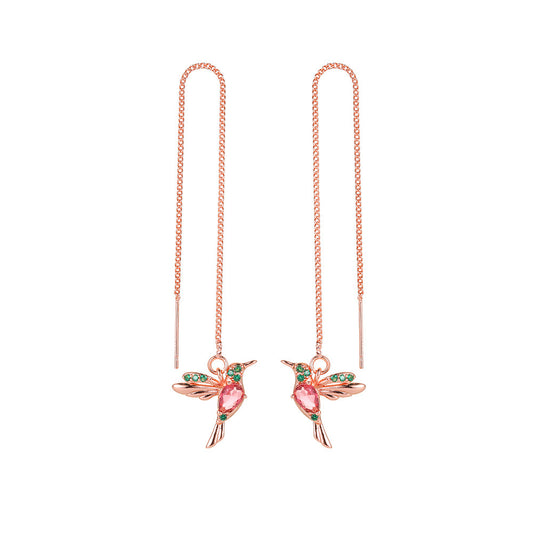 PSYCHE | GOLD HANGING HUMMINGBIRD EARRINGS