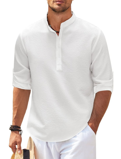 Long Sleeve Stand Collar Casual Shirt