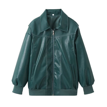 Sleek Zip-Up Leather Jacket