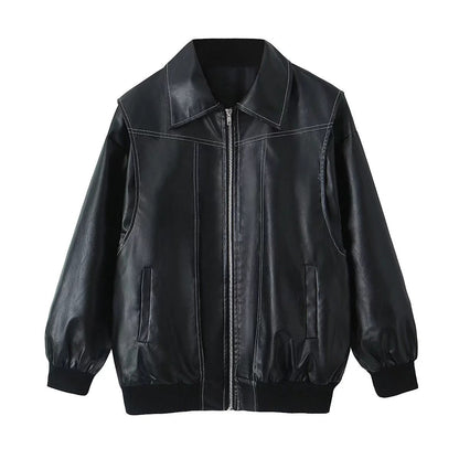 Sleek Zip-Up Leather Jacket