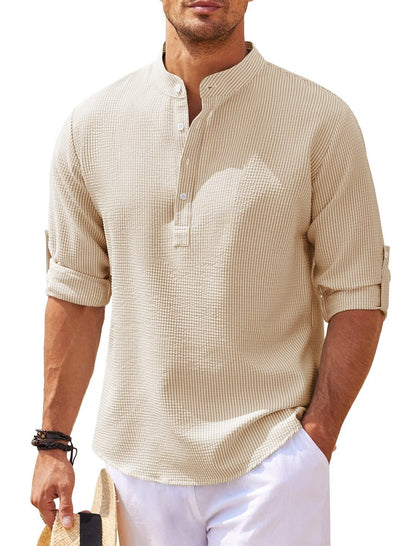 Long Sleeve Stand Collar Casual Shirt