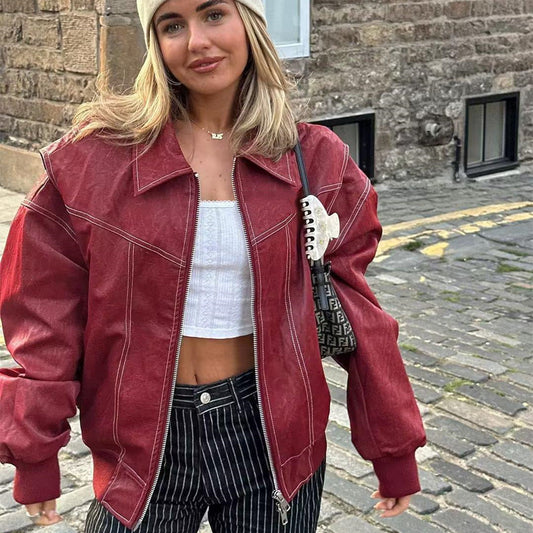 Sleek Zip-Up Leather Jacket