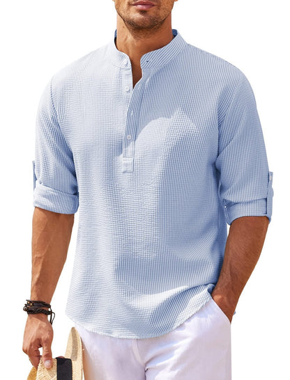 Long Sleeve Stand Collar Casual Shirt