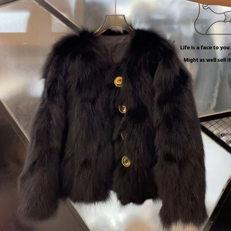 Elegant Eco-Friendly Faux Fox Fur Coat