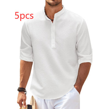 Long Sleeve Stand Collar Casual Shirt
