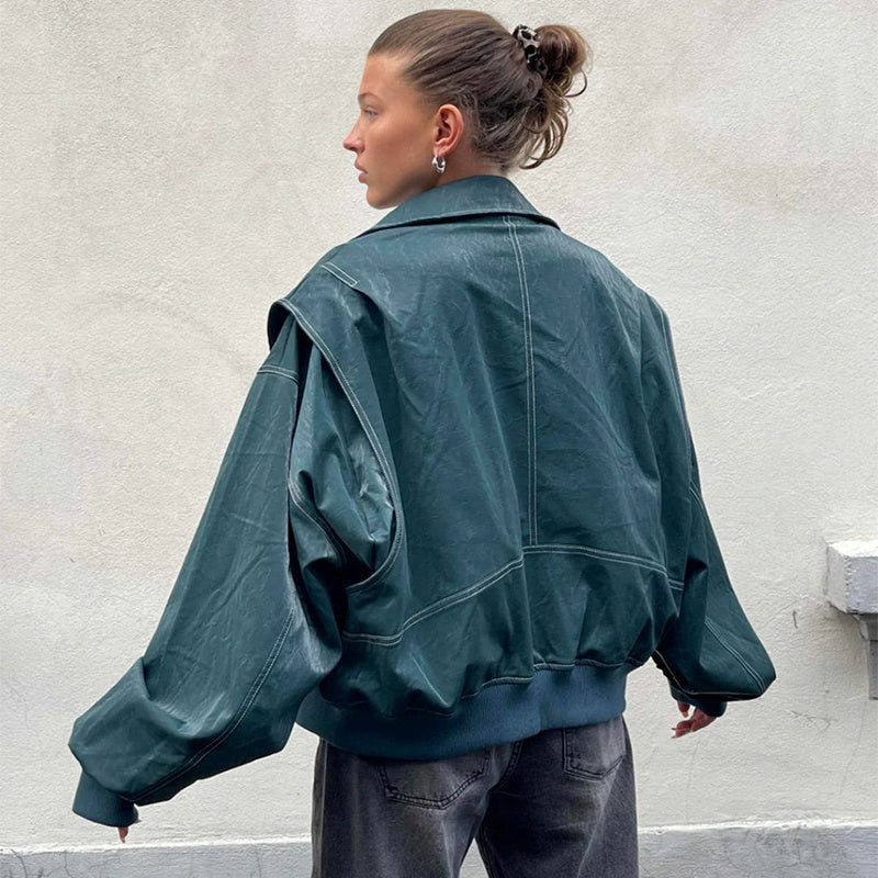 Sleek Zip-Up Leather Jacket