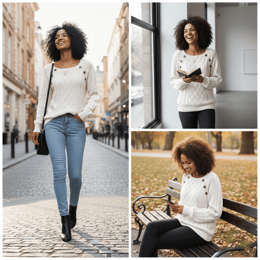 Πλεκτή Μπλούζα Winter Cozy με Κουμπιά