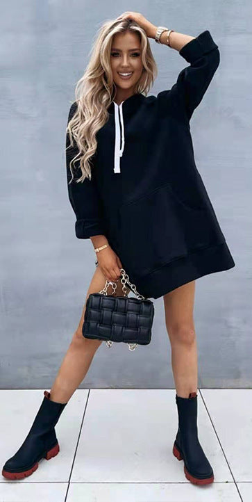Mid-Length Hooded Sweater