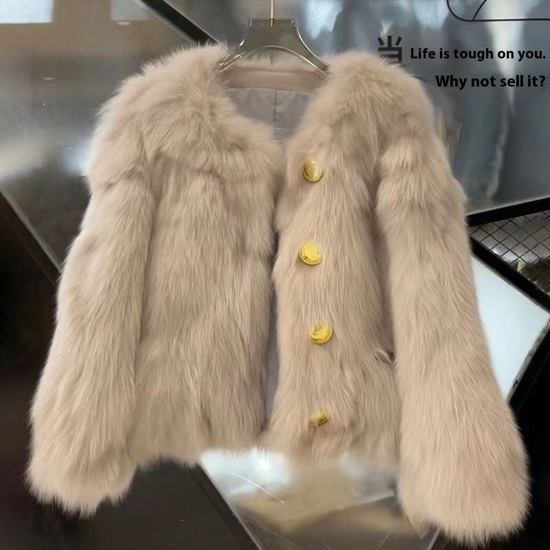 Elegant Eco-Friendly Faux Fox Fur Coat