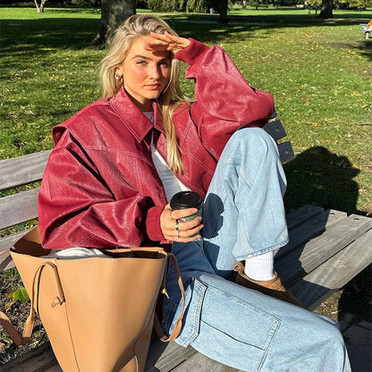 Sleek Zip-Up Leather Jacket